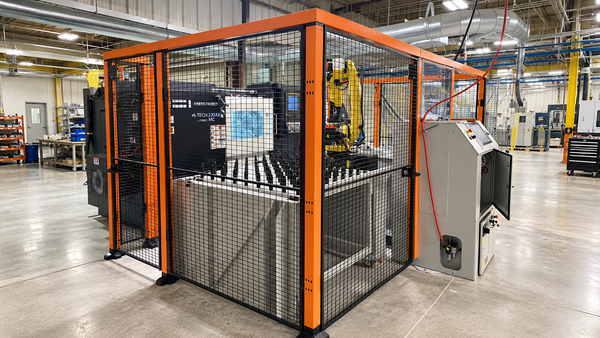 Agile Robotic Systems CNC machine-tending cell with robot and safety enclosure